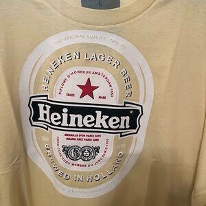 Men's Size: Large S/S Tee with Heineken Logo - Base Color: Yellow - Excellent